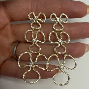 Suzy Levian Yellow Sterling Silver White CZ Floral Dangle Earrings NWT